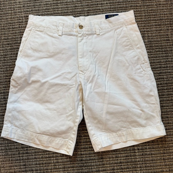 Polo by Ralph Lauren White Flat Front Shorts Versatile Summer Style - Picture 1 of 6